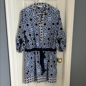 ⚜️ New York & Company Navy and White Patterned Dress